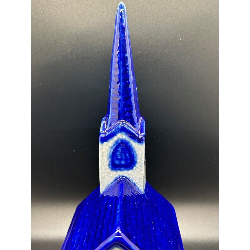 Eldreth Pottery Christmas Blue Salt Glaze Chapel Church Vintage Signed 1999 - Picture 8 of 14